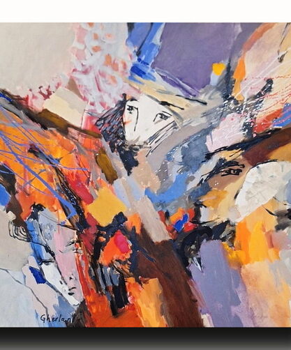 Tablou abstract artist contemporan expus la Galeria Soleil București